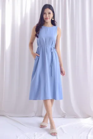 Kobe Two Way Panel Midi Dress In Steel Blue