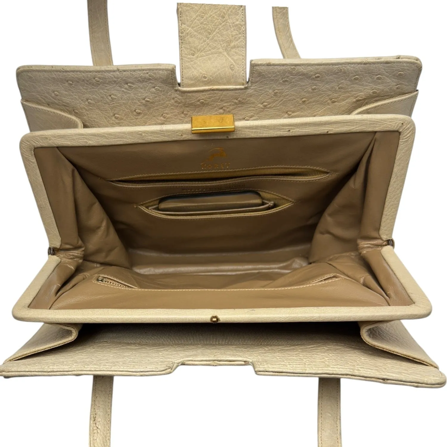 KORET Vintage Ostrich Satchel - Cream