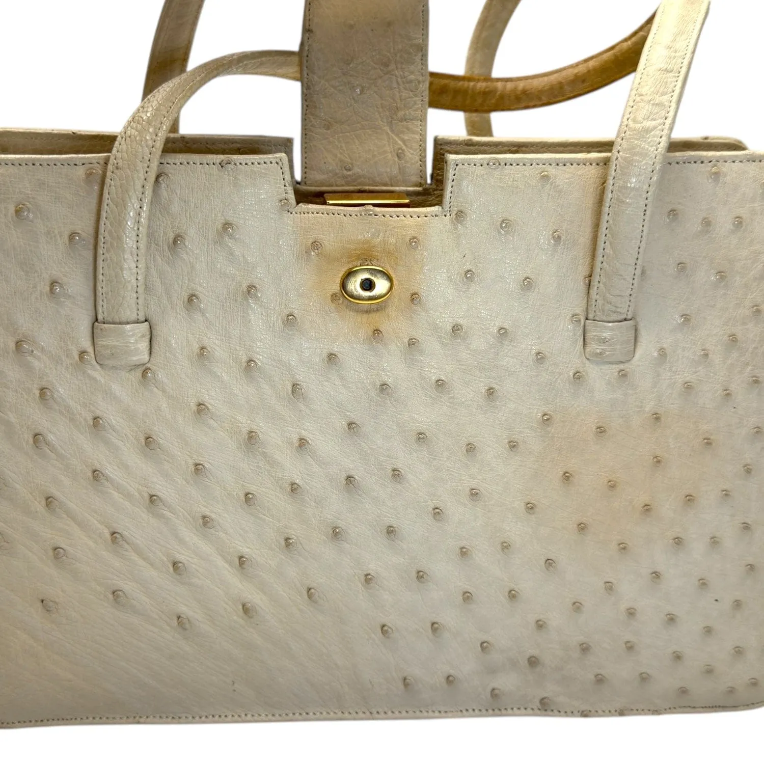 KORET Vintage Ostrich Satchel - Cream