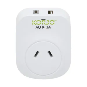 Korjo Travel Adaptor USB Port A and C Australia to Japan