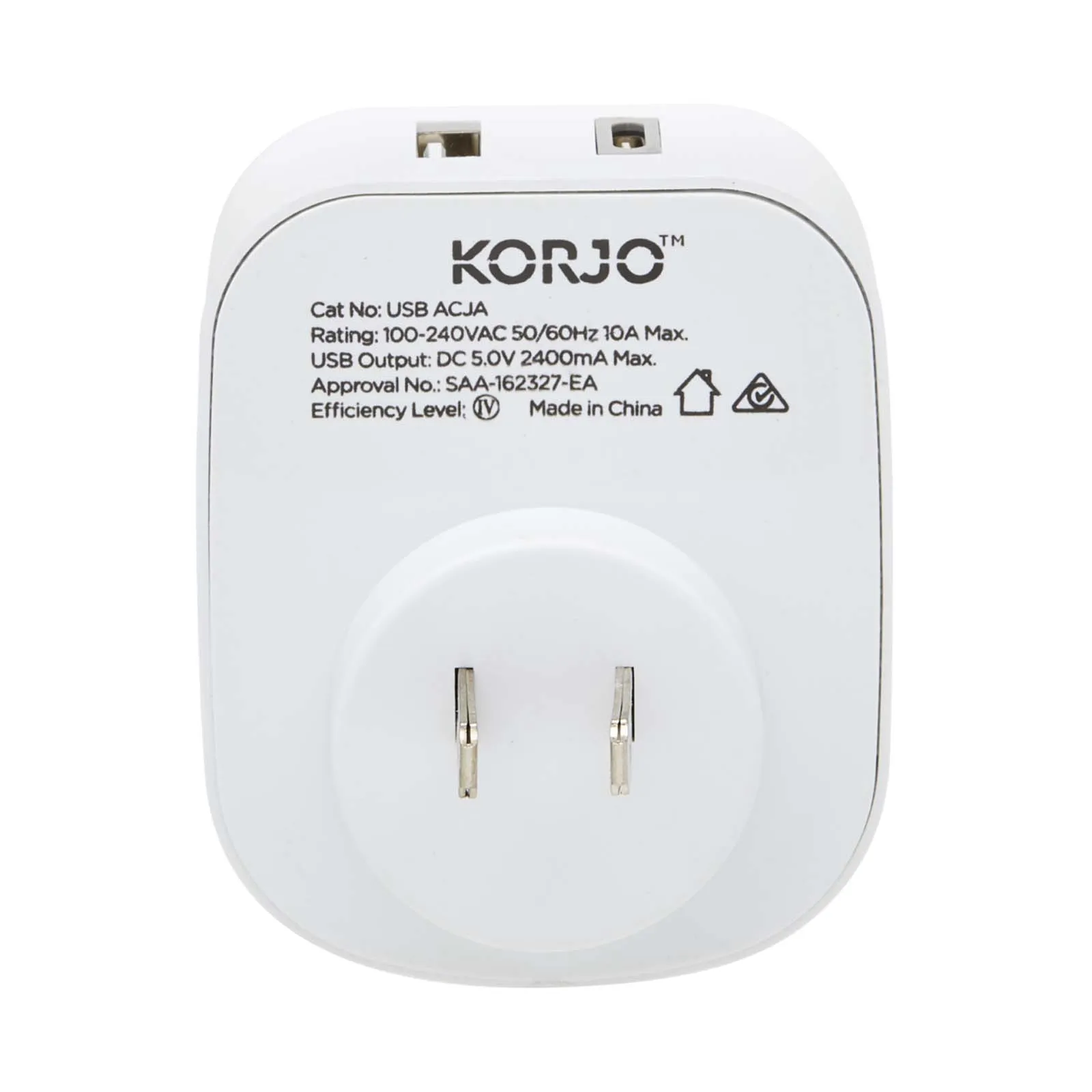 Korjo Travel Adaptor USB Port A and C Australia to Japan