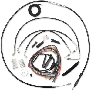 LA Choppers LA-8010KT2-08B Complete Handlebar Cable and Brake Line Kit - Black Vinyl/Stainless