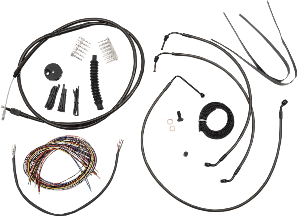 LA Choppers LA-8052KT2-13M Complete Handlebar Cable and Brake Line Kit - Midnight