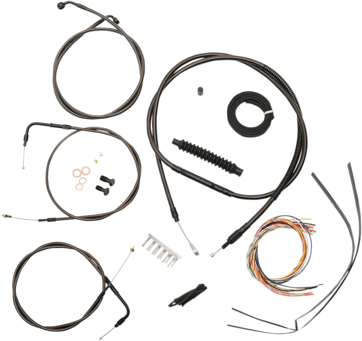 LA Choppers LA-8220KT2-19M Complete Handlebar Cable and Brake Line Kit - Midnight