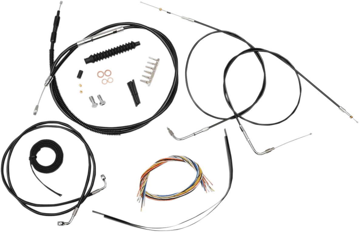 LA Choppers LA-8310KT2-13B Complete Handlebar Cable and Brake Line Kit - Black Vinyl/Stainless