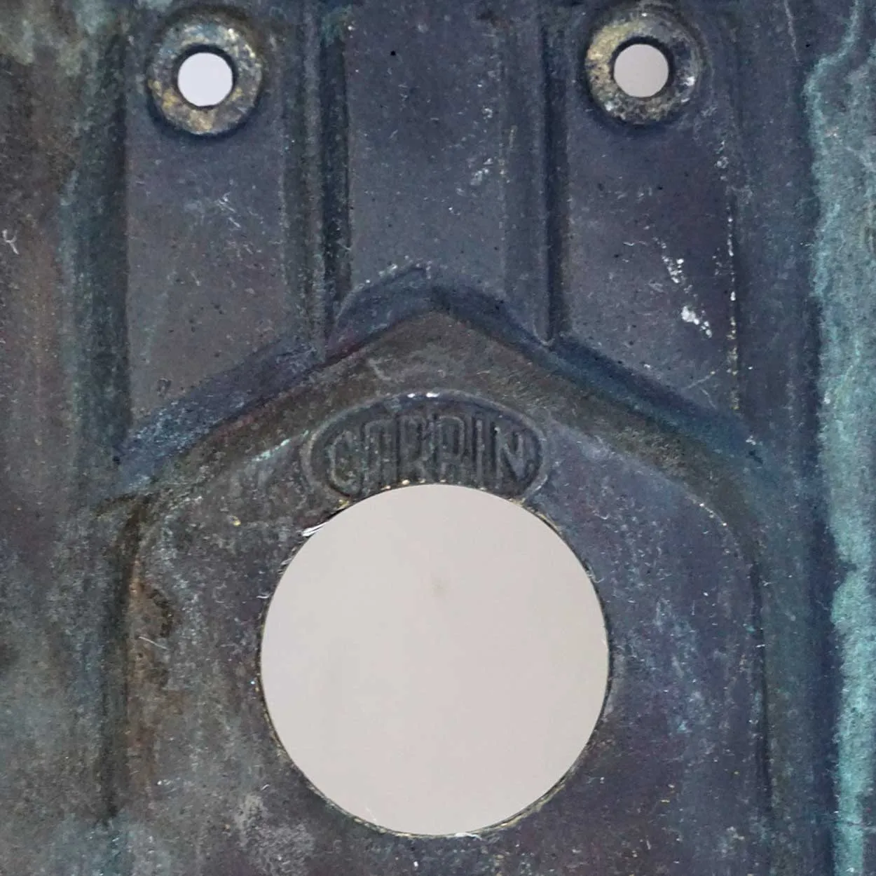 Large American CORBIN Gothic Revival Cast Brass Door Handle and Plate