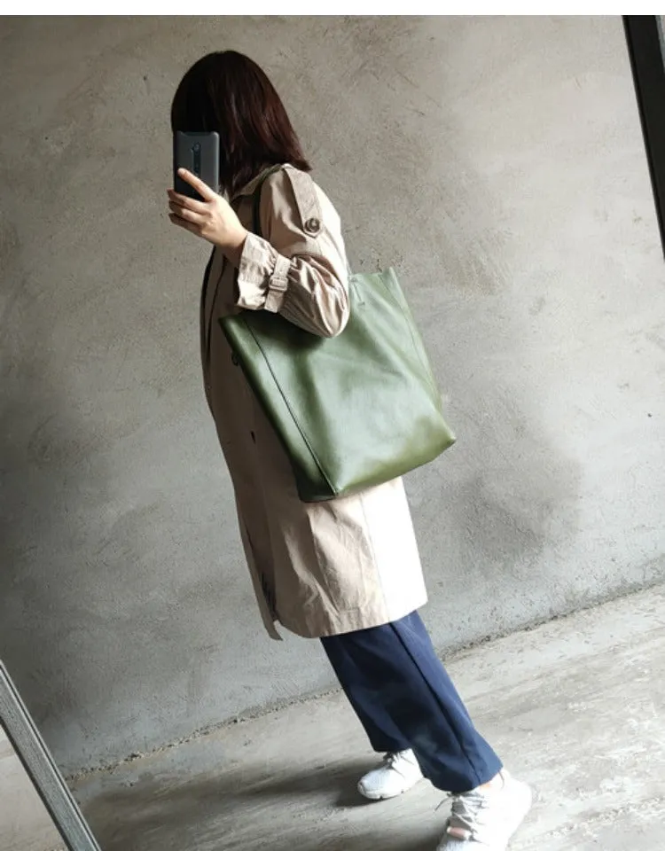 Large Leather Tote Bag Womens Leather Tote Bags Khaki Leather Laptop Tote Bag