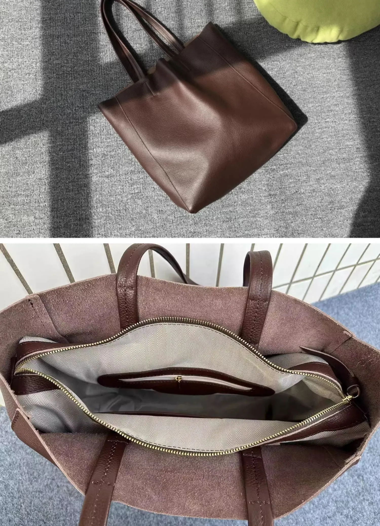 Large Leather Tote Bag Womens Leather Tote Bags Khaki Leather Laptop Tote Bag