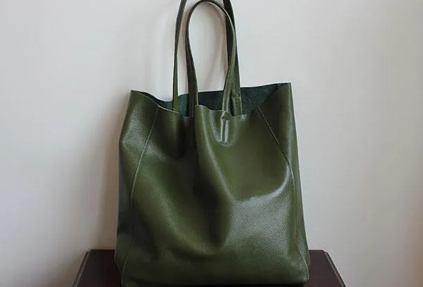Large Leather Tote Bag Womens Leather Tote Bags Khaki Leather Laptop Tote Bag