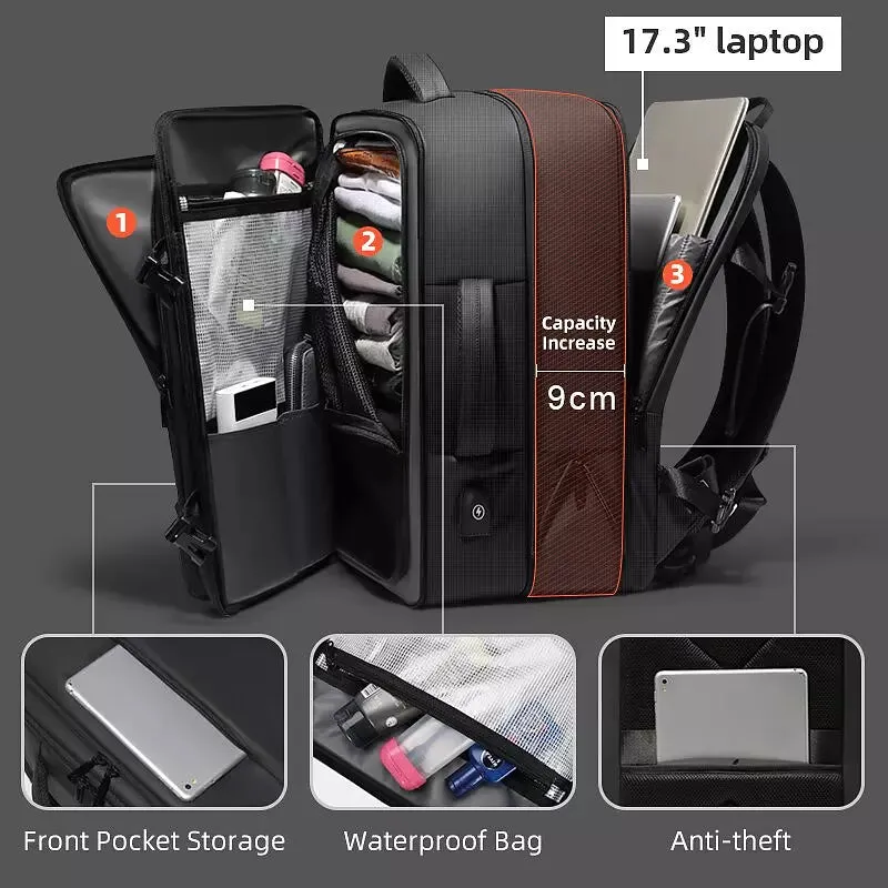 Large Men Backpack Expandable Travel