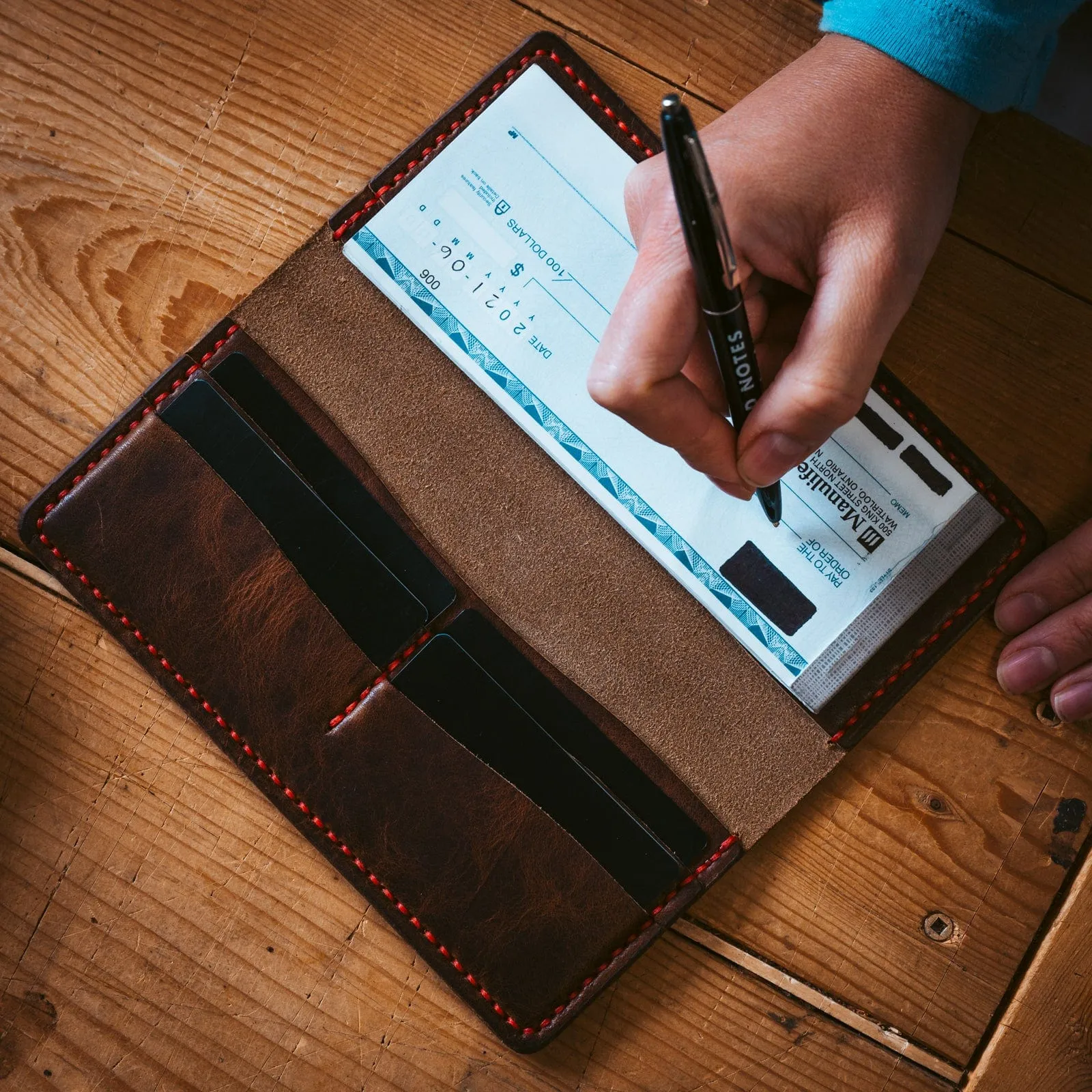 Leather Checkbook Wallet