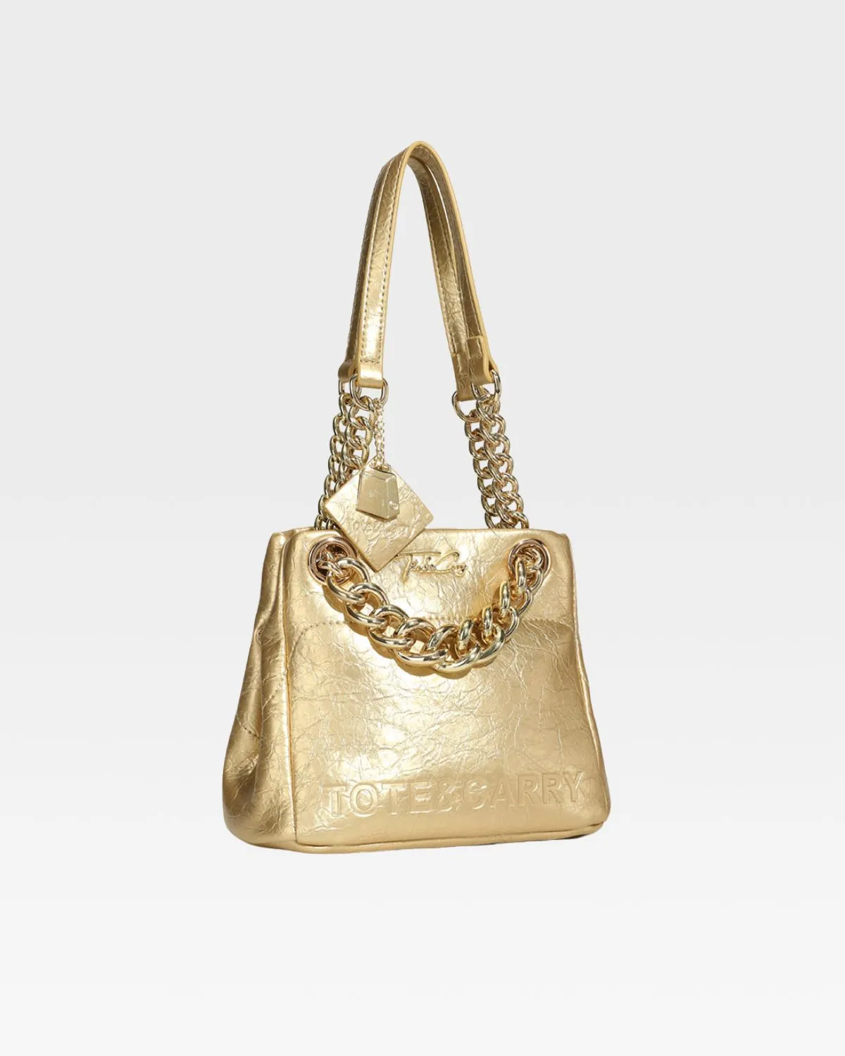 Leather Mini Tote Bag in Gold