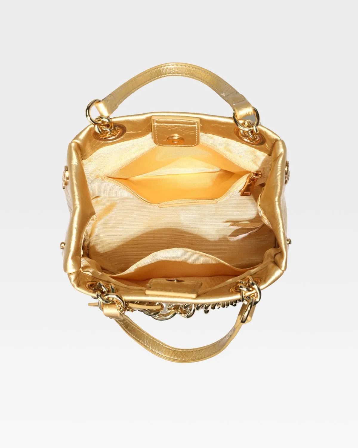 Leather Mini Tote Bag in Gold