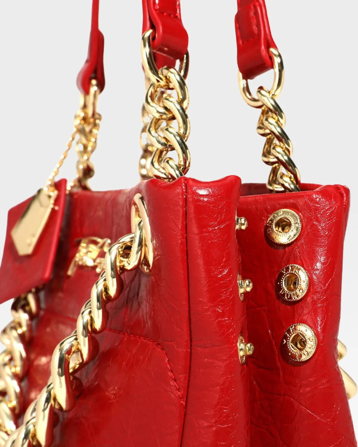 Leather Mini Tote Bag in Red