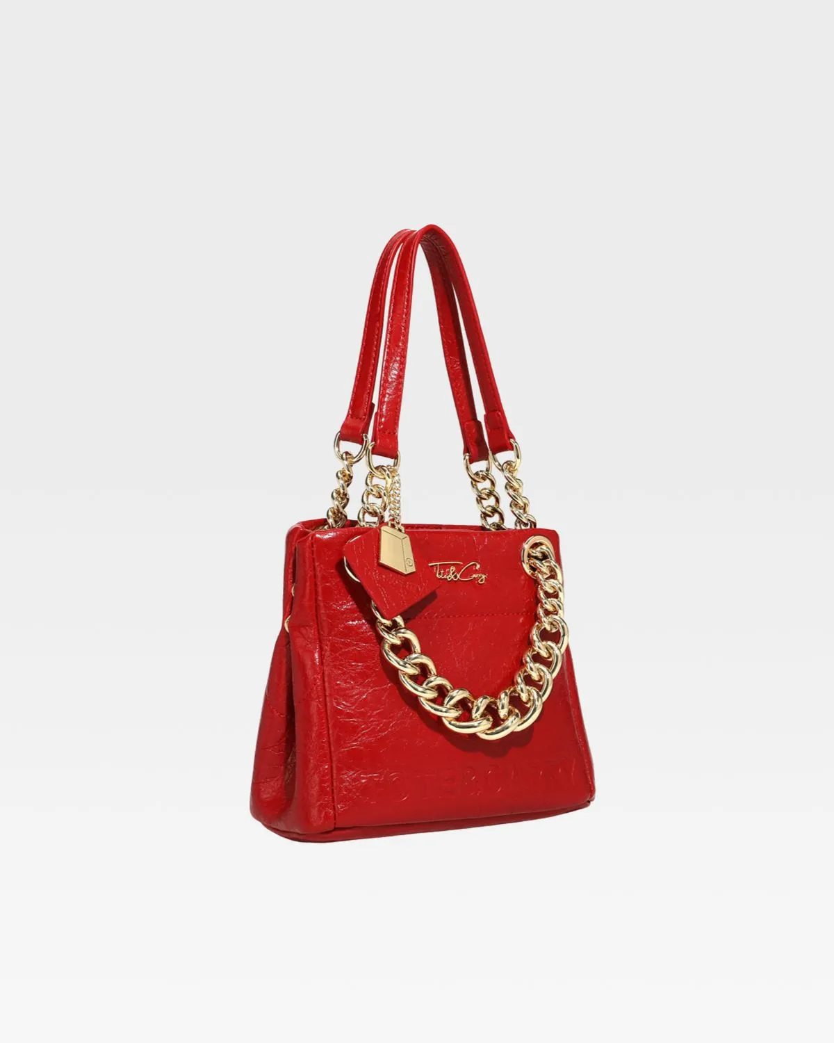 Leather Mini Tote Bag in Red