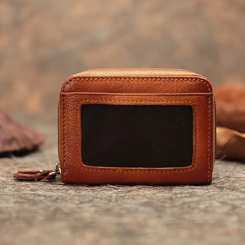 Leather Zipper Card Wallets Red Cute Small Women Double Zip Card Wallet For Ladies