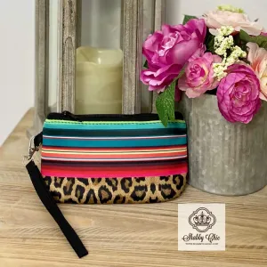 Leopard and Serape wristlet