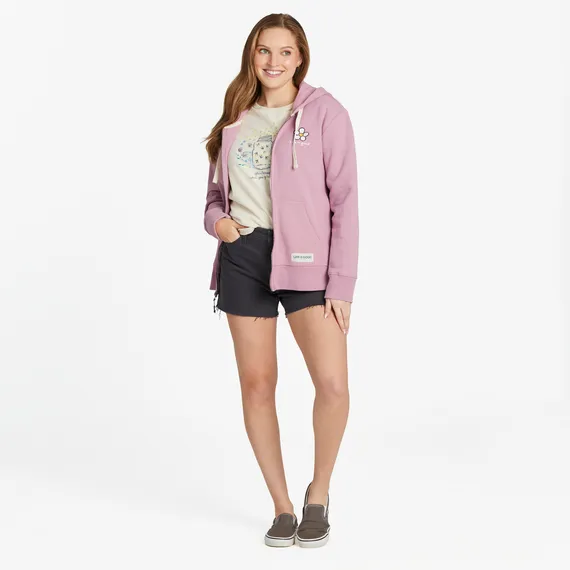 Life is Good Women's Bold Heart Flower Simply True Fleece Zip Hoodie