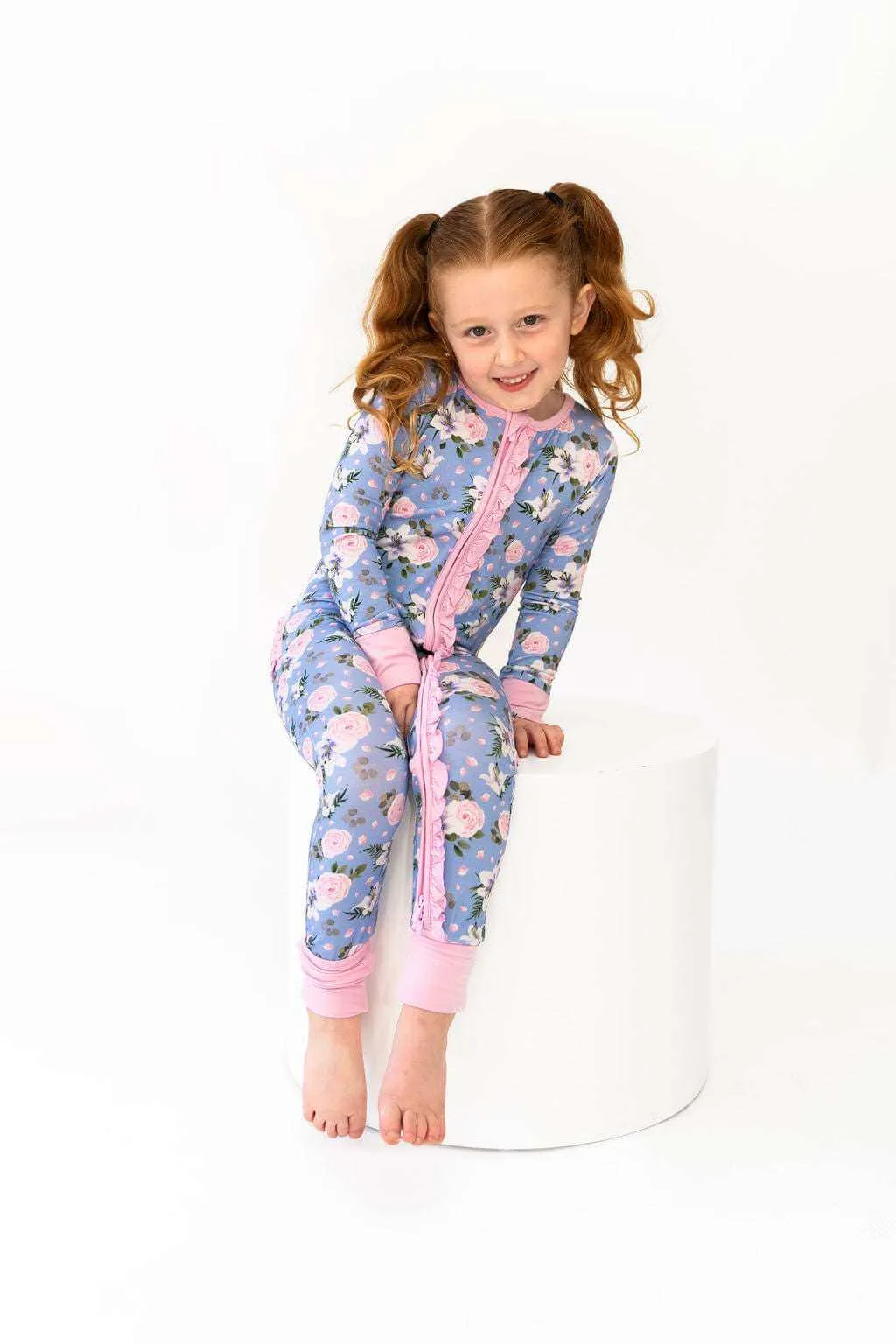 Lillian Floral Bamboo Ruffle Convertible Footie