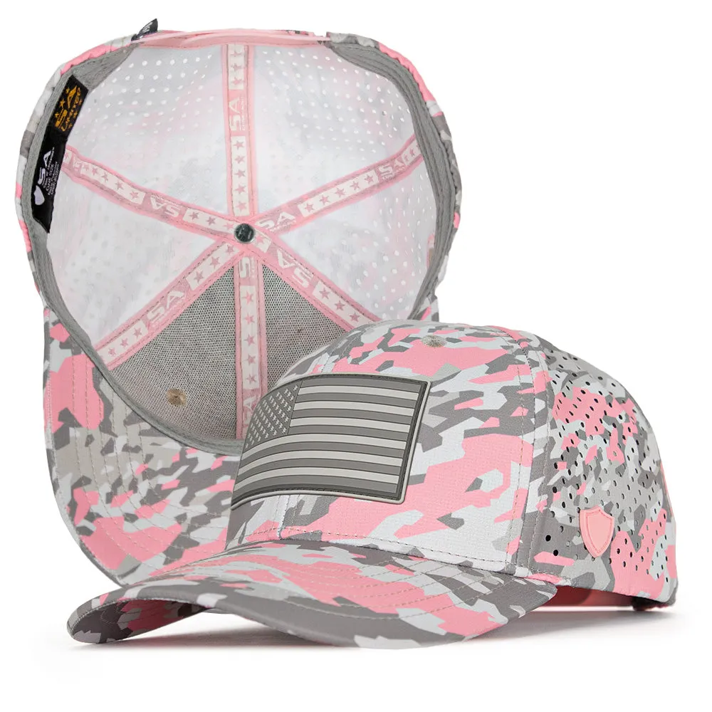 Limited Edition Performance Snapback | Pink Battle | Geo-Camo | Light Pink