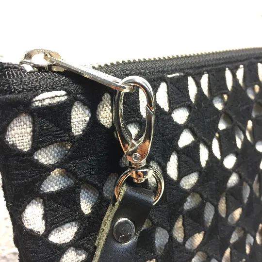 Linen Cutch Bag with Eyelet Embroidery