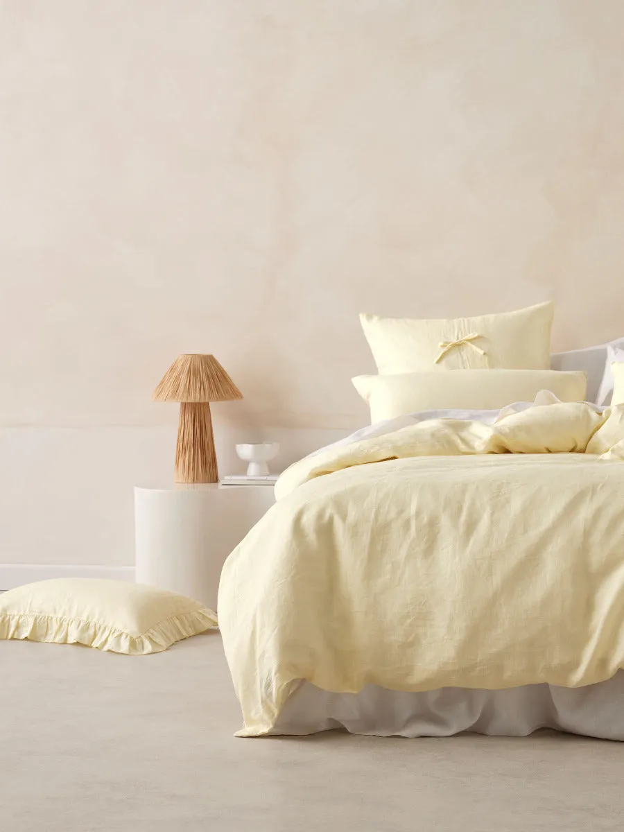 LINEN HOUSE NIMES LEMON QUILT COVER SET
