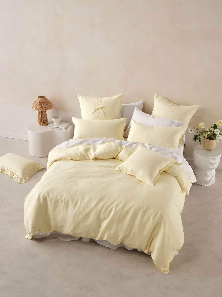 LINEN HOUSE NIMES LEMON QUILT COVER SET