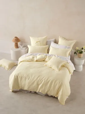 LINEN HOUSE NIMES LEMON QUILT COVER SET