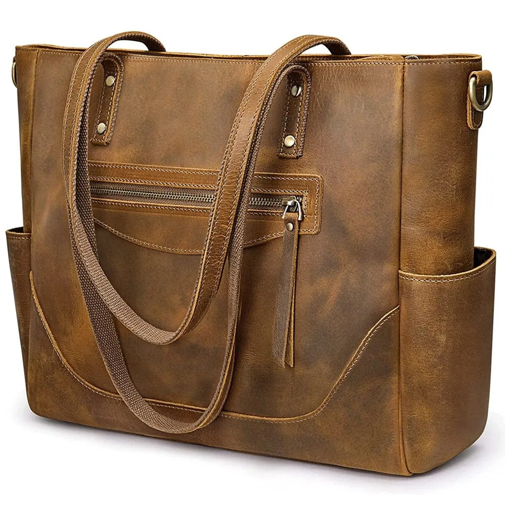Loretta Handcrafted Leather Tote   2 FREE WALLETS