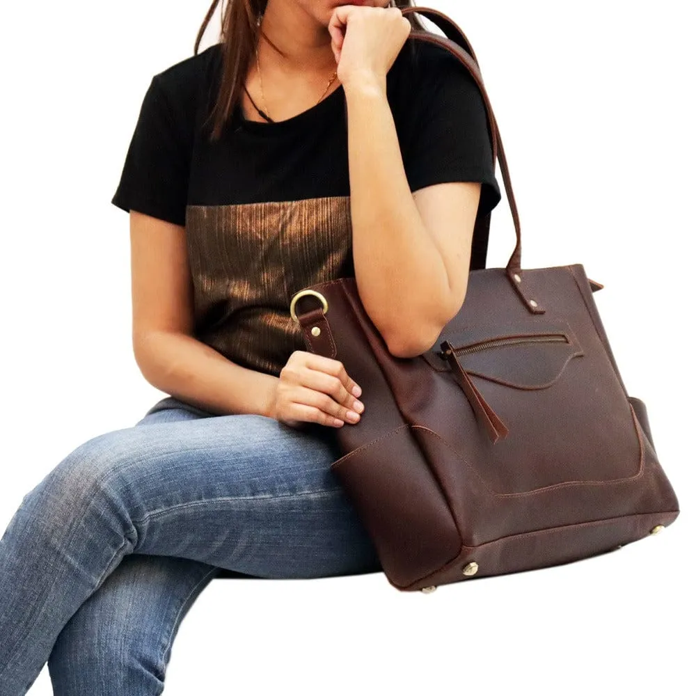 Loretta Handcrafted Leather Tote   2 FREE WALLETS