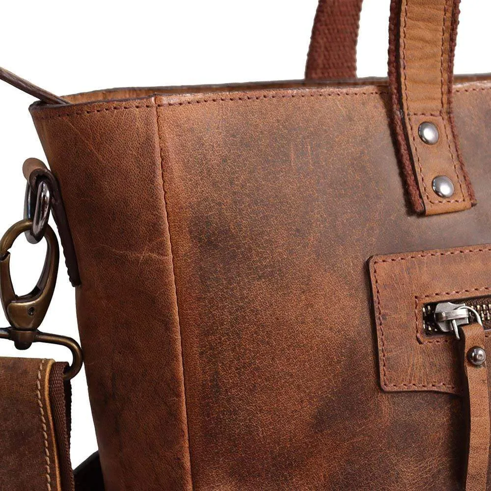 Loretta Handcrafted Leather Tote   2 FREE WALLETS