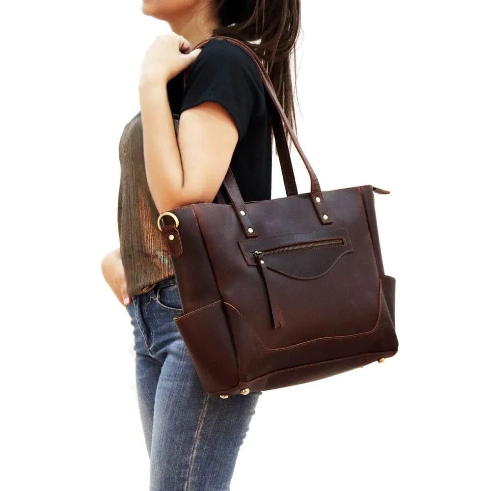 Loretta Handcrafted Leather Tote   2 FREE WALLETS