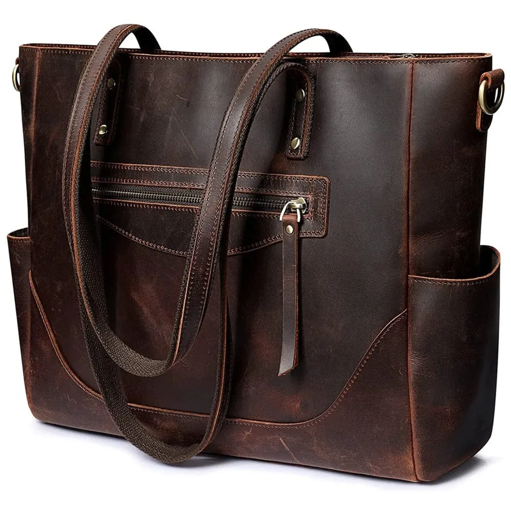 Loretta Handcrafted Leather Tote   2 FREE WALLETS