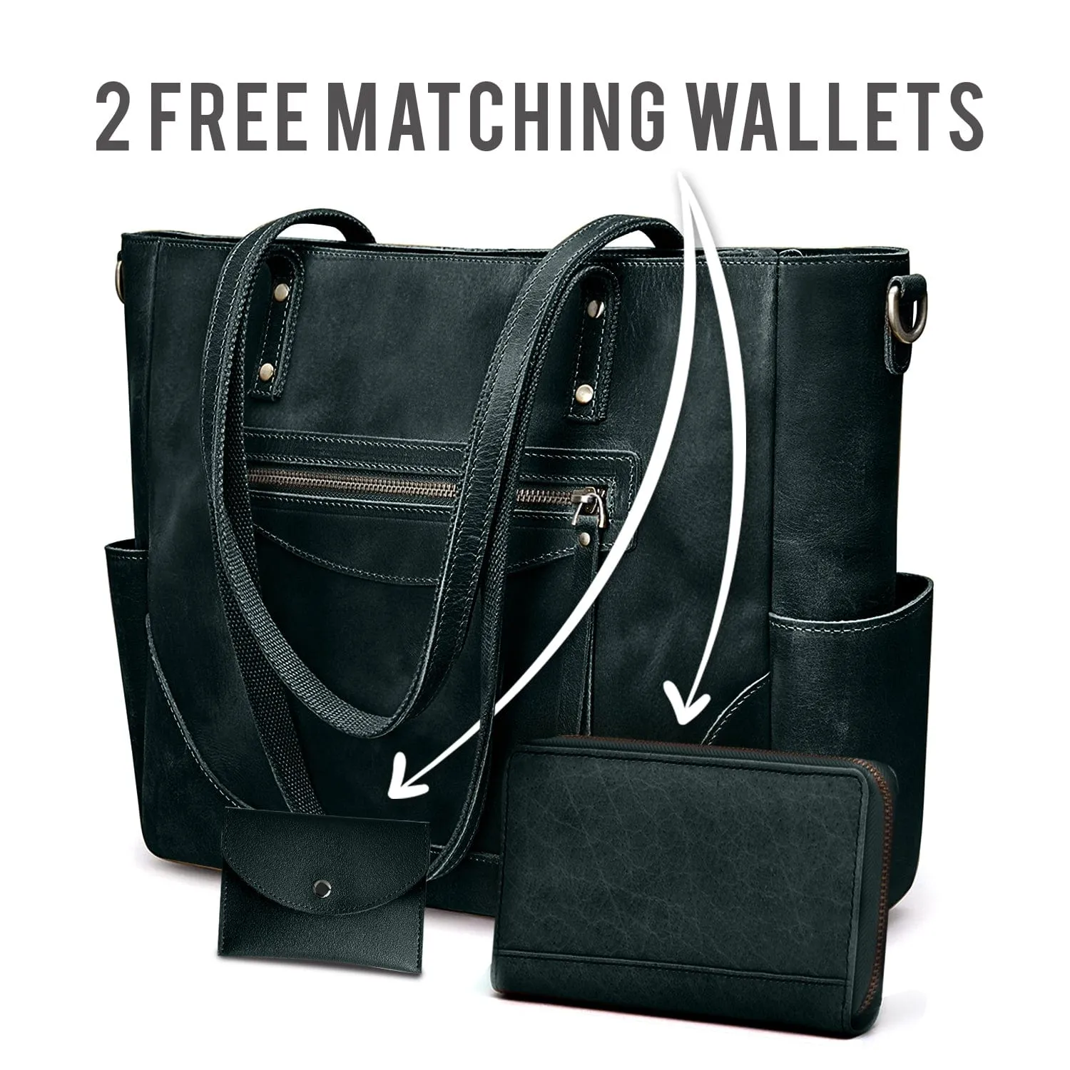 Loretta Handcrafted Leather Tote   2 FREE WALLETS