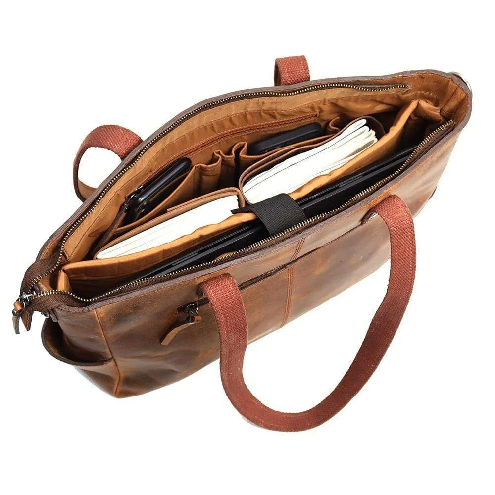Loretta Handcrafted Leather Tote   2 FREE WALLETS