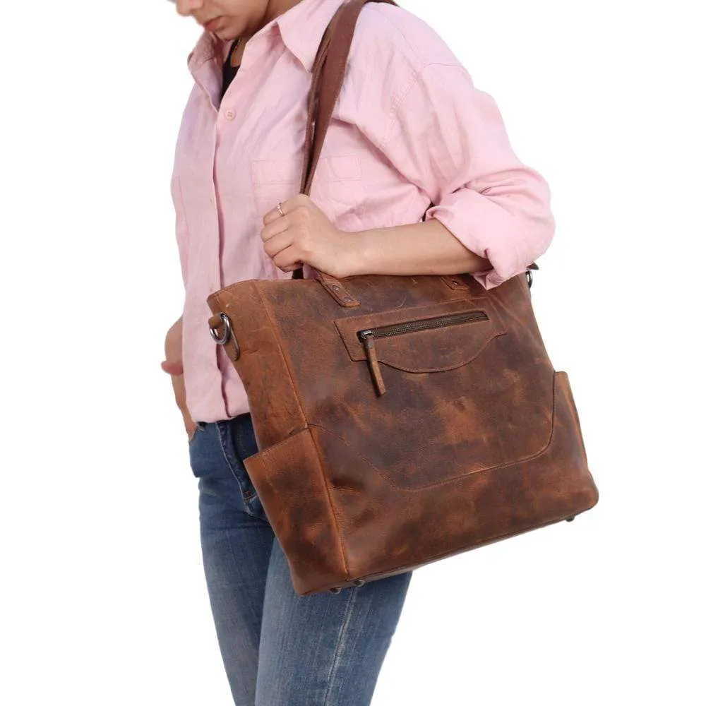 Loretta Handcrafted Leather Tote   2 FREE WALLETS