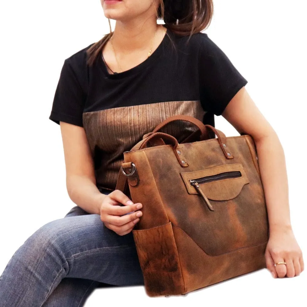 Loretta Handcrafted Leather Tote   2 FREE WALLETS