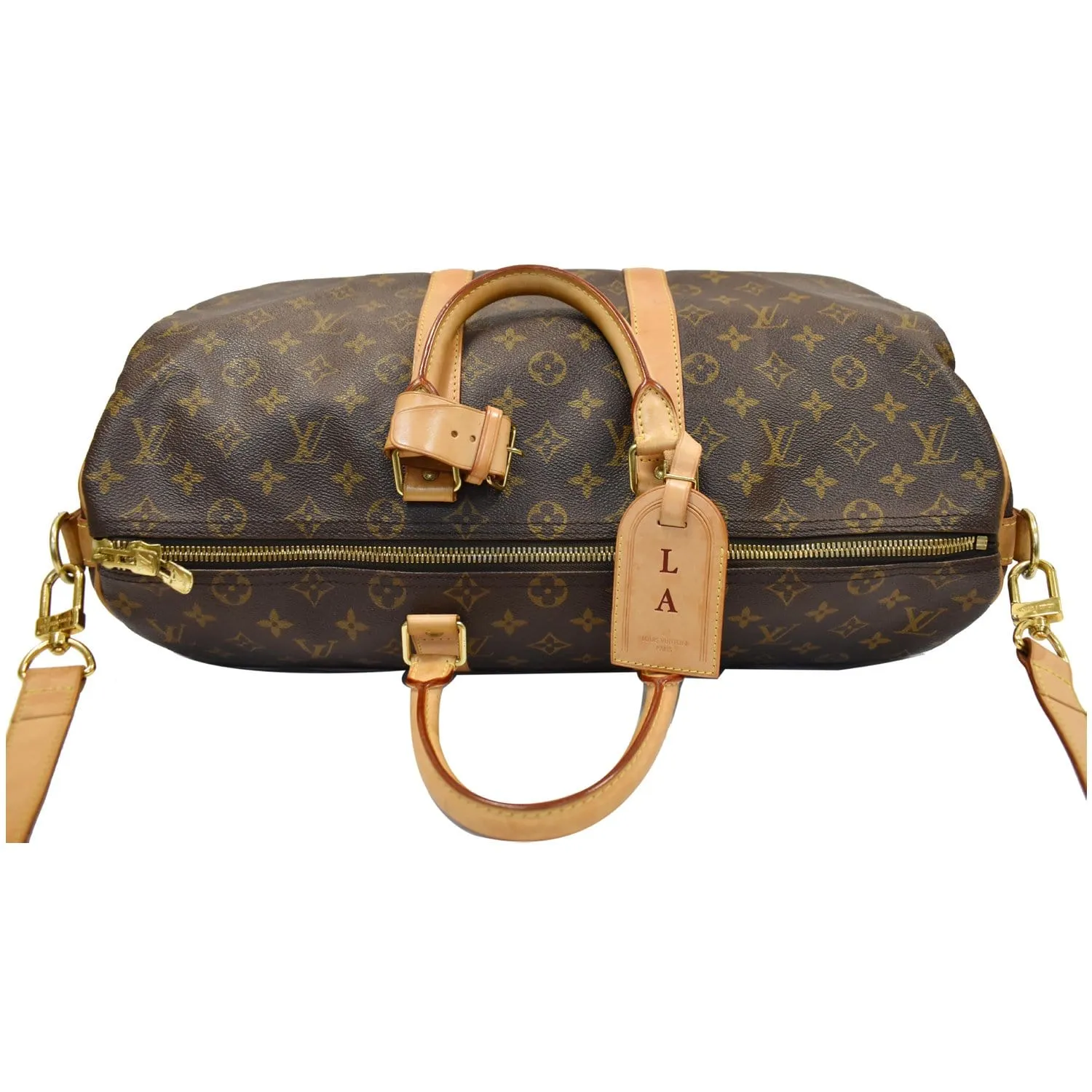 LOUIS VUITTON Keepall 45 Bandouliere Monogram Canvas Travel Bag Brown