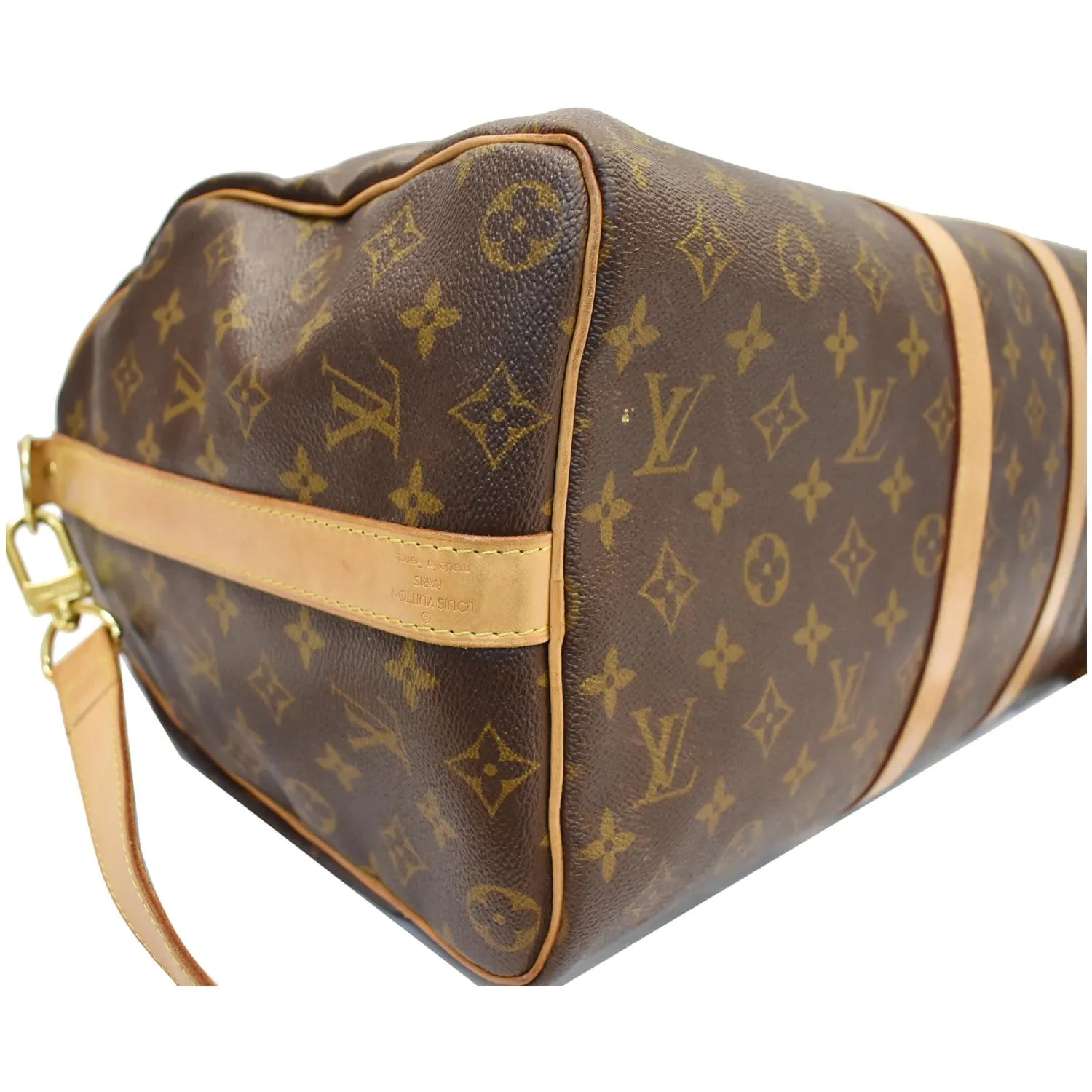 LOUIS VUITTON Keepall 45 Bandouliere Monogram Canvas Travel Bag Brown