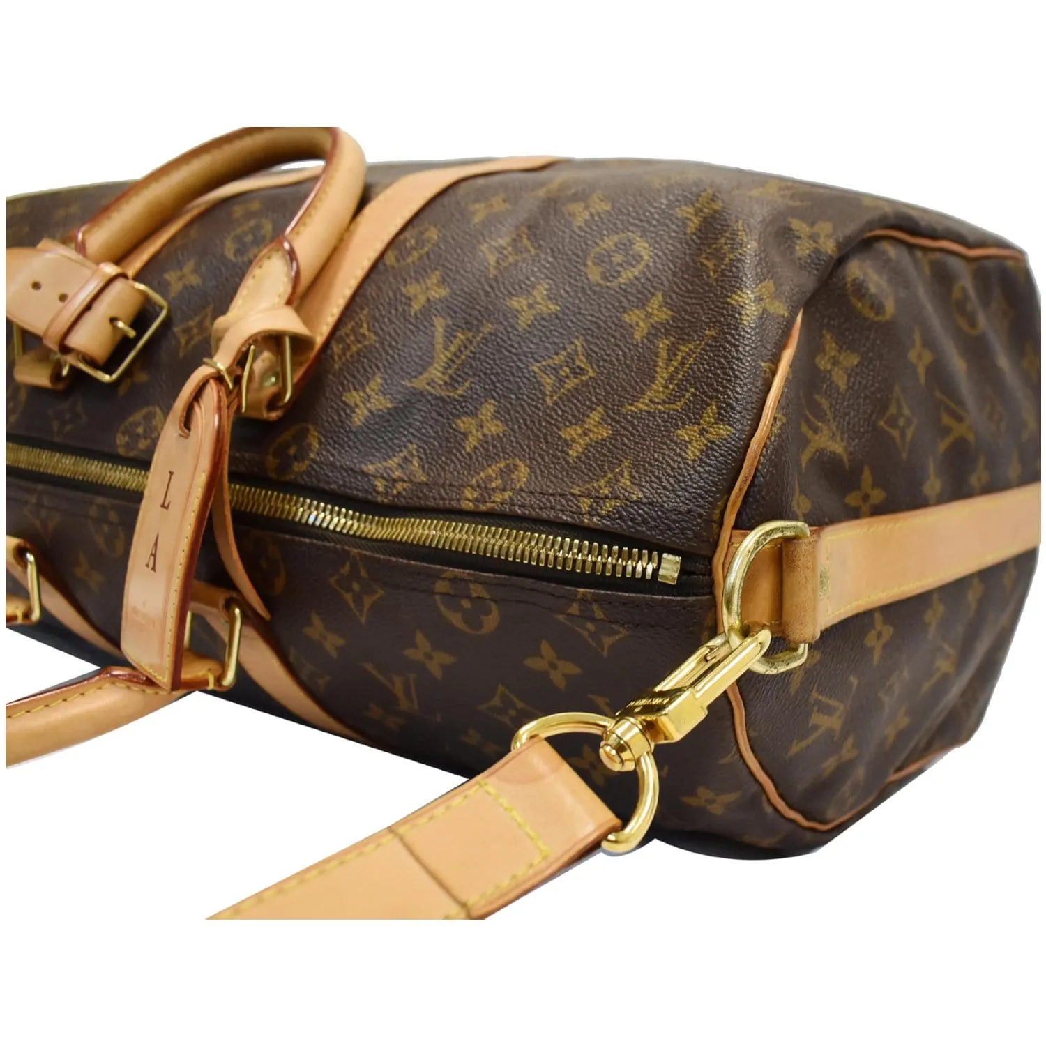 LOUIS VUITTON Keepall 45 Bandouliere Monogram Canvas Travel Bag Brown