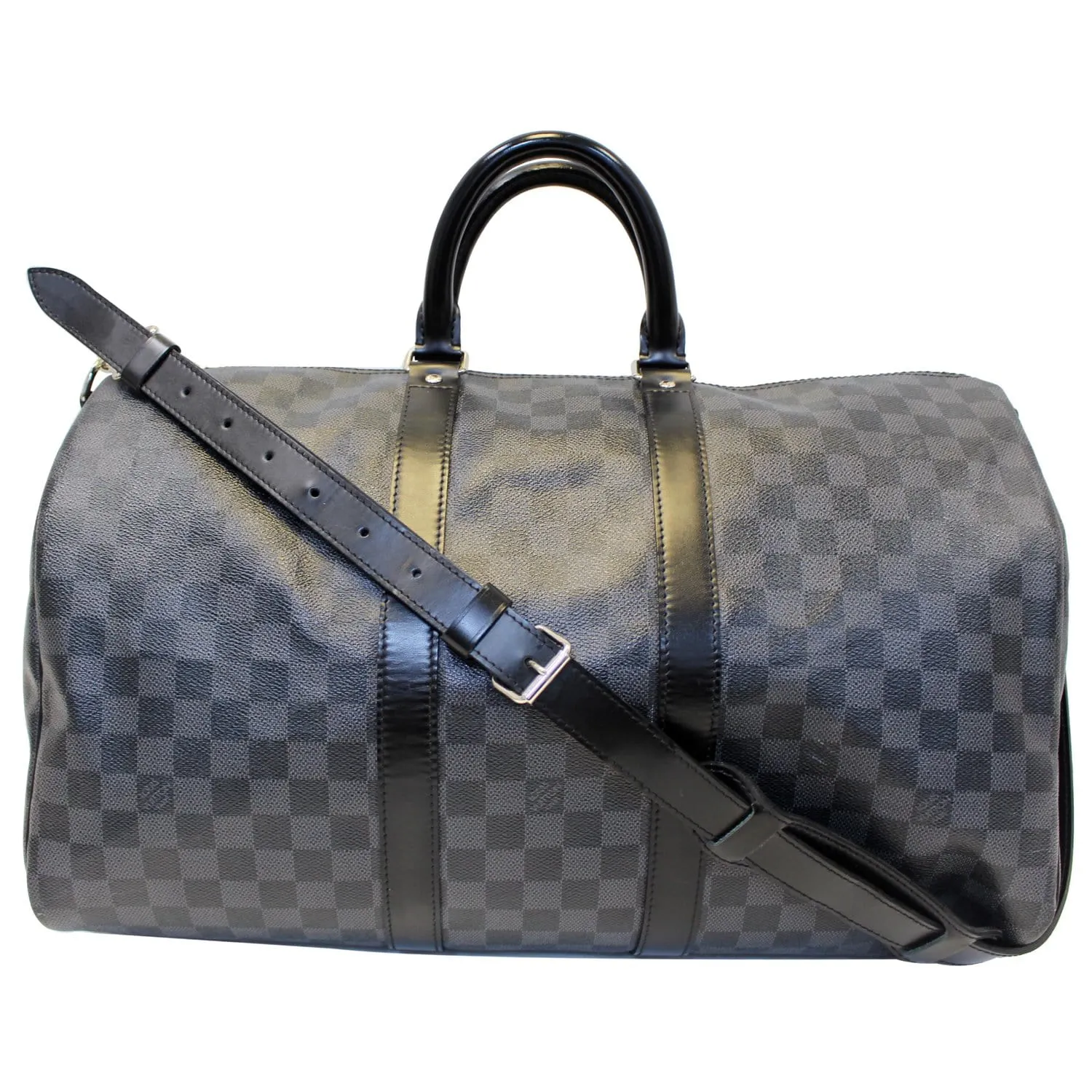 LOUIS VUITTON Keepall 45 Damier Graphite Bandouliere Travel Bag Black