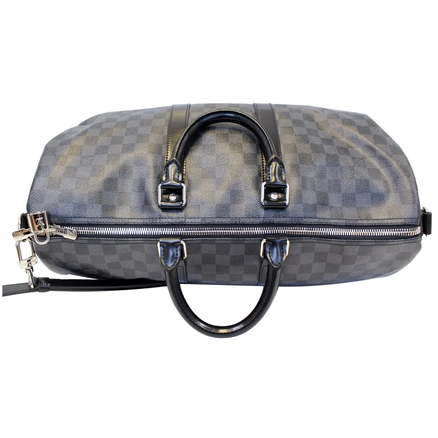 LOUIS VUITTON Keepall 45 Damier Graphite Bandouliere Travel Bag Black