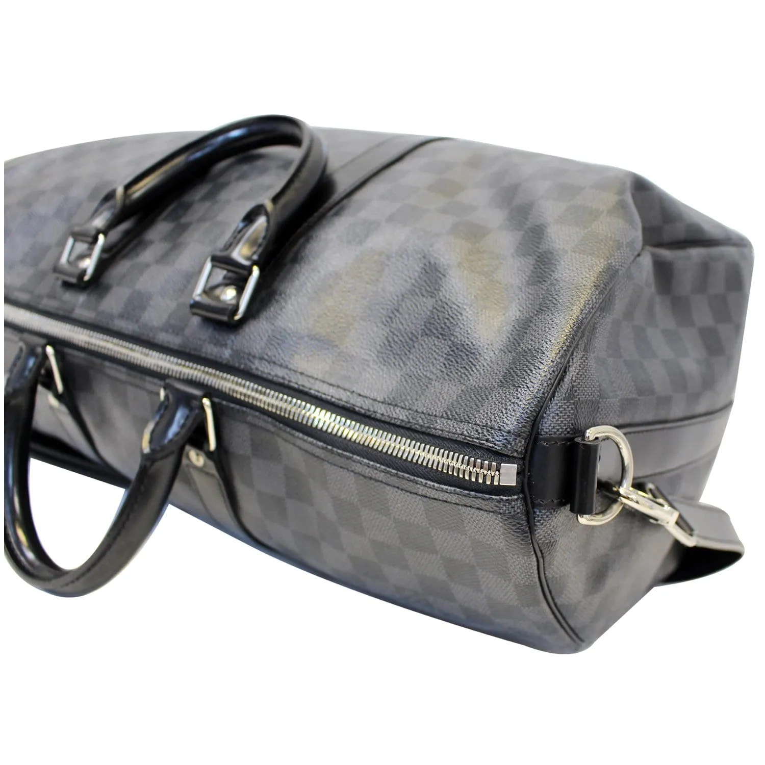 LOUIS VUITTON Keepall 45 Damier Graphite Bandouliere Travel Bag Black