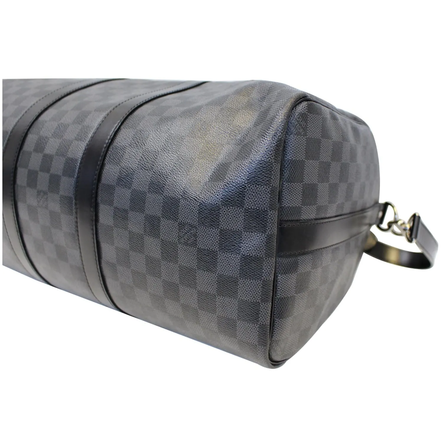 LOUIS VUITTON Keepall 45 Damier Graphite Bandouliere Travel Bag Black