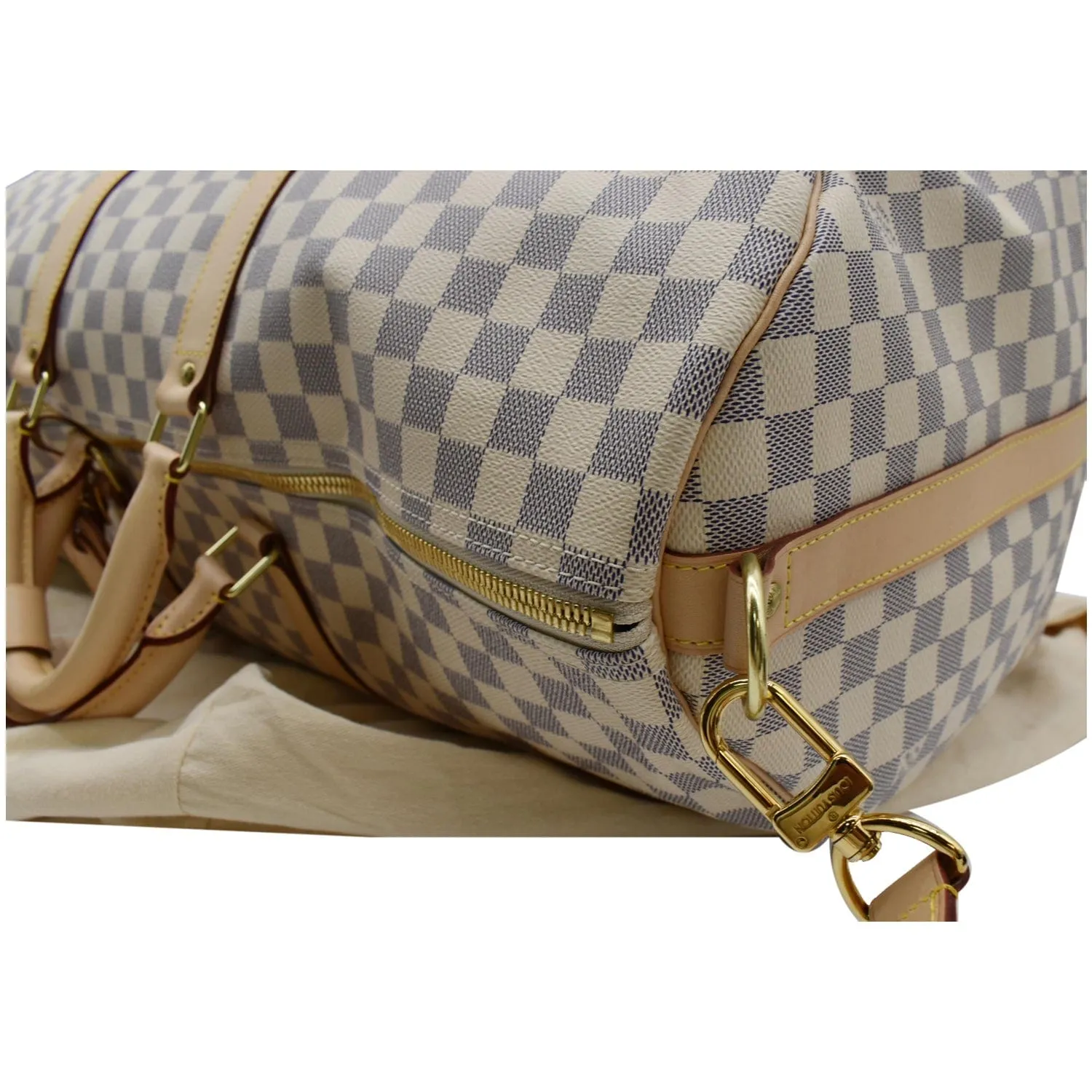 LOUIS VUITTON Keepall 55 Bandouliere Damier Azur Travel Bag White