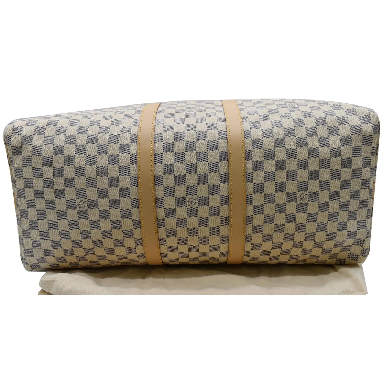 LOUIS VUITTON Keepall 55 Bandouliere Damier Azur Travel Bag White