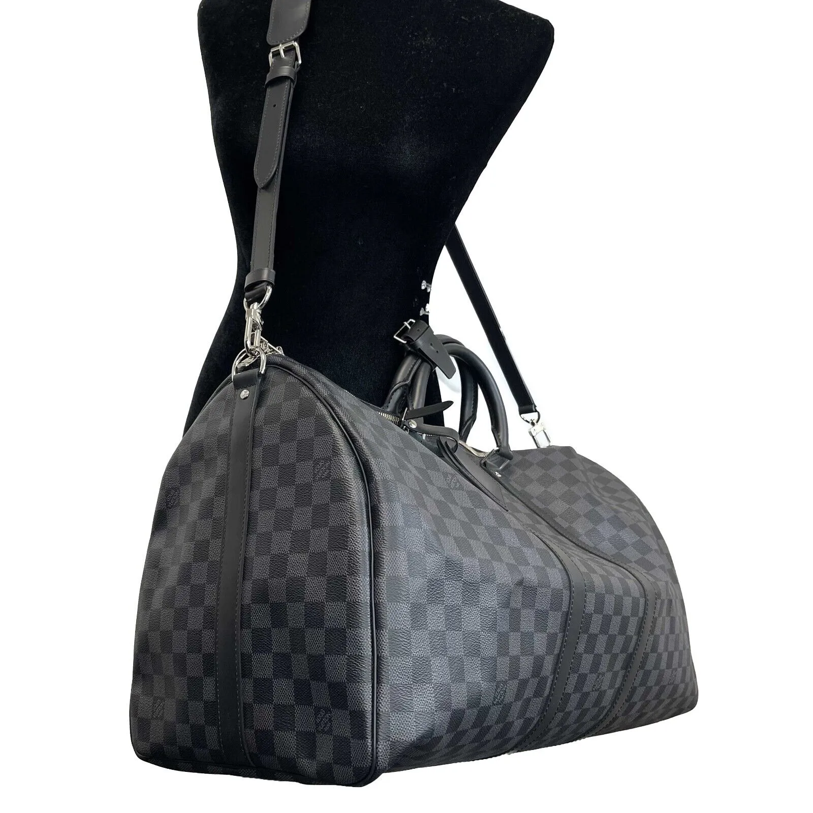 Louis Vuitton Keepall Bandouliere 55 Monogram Eclipse Duffle New with Box