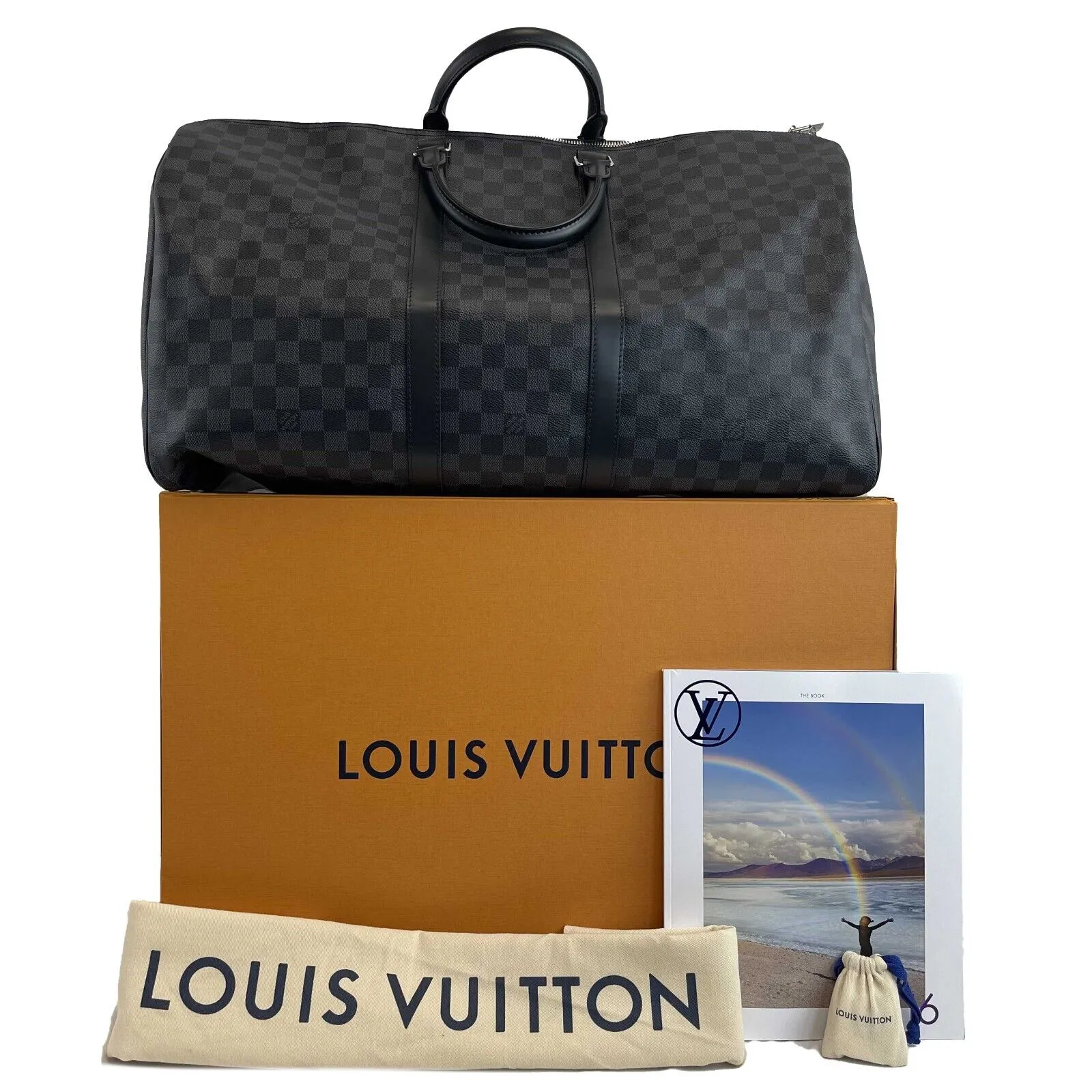 Louis Vuitton Keepall Bandouliere 55 Monogram Eclipse Duffle New with Box
