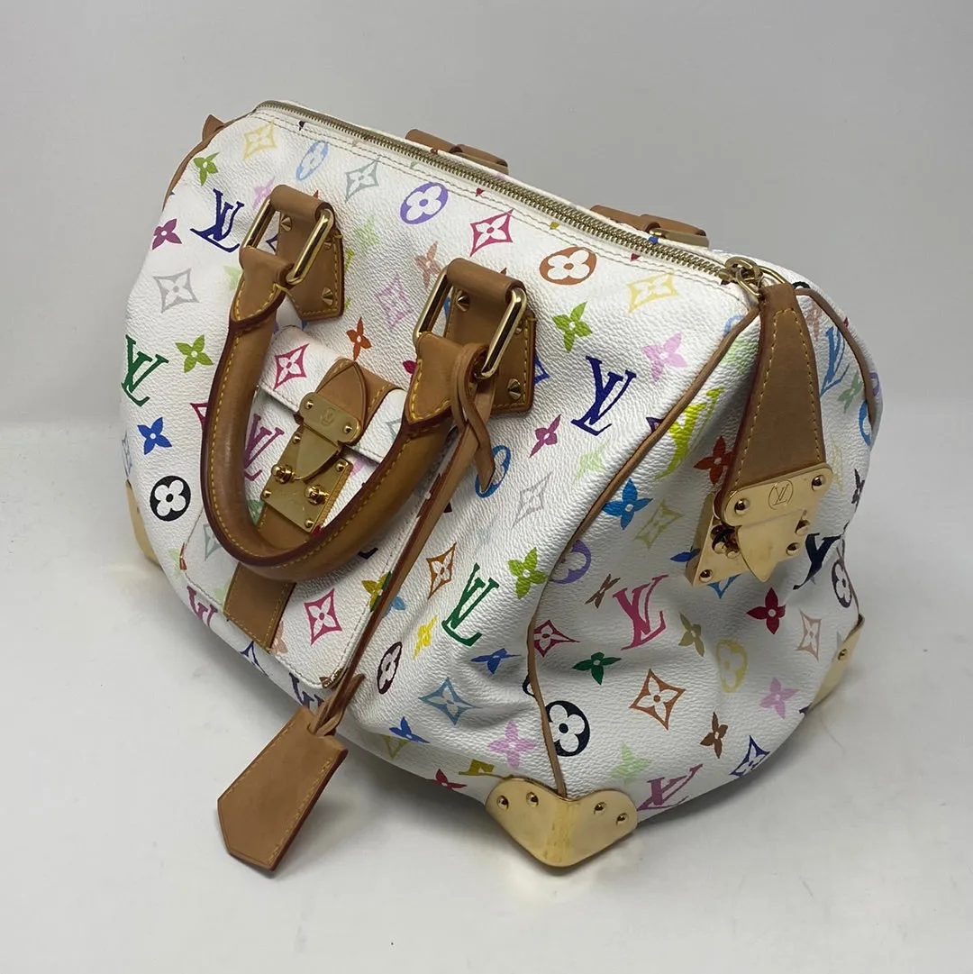 Louis Vuitton Takashi Murukami White Speedy 30