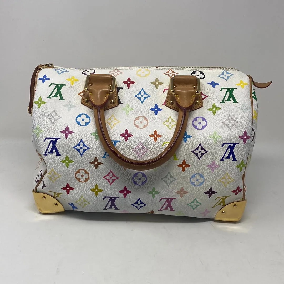 Louis Vuitton Takashi Murukami White Speedy 30